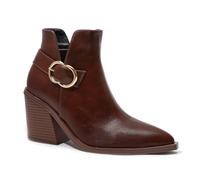 Mujeres Retro Elastico Chelsea Tobillo Botas Chunky Heel Puntiagudo Otoño Invierno Botines Faux Cuero Zipper Short Boot Fiesta Trabajo Jeans Dress Zapatos para mujer Señoras Niñas Dark Marrón Numero