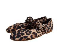 Mujeres Retro Leopard Ballet Flats Hebilla Strap Mary Jane Flats Ballerina Zapatos Punta Redonda Zapatos Tipo Ballet Zapatos para Mujer Señoras Niñas Leopard Numero 40