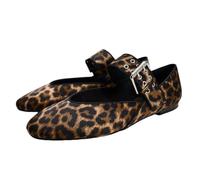 Mujeres Retro Leopard Ballet Flats Hebilla Strap Mary Jane Flats Ballerina Zapatos Punta Redonda Zapatos Tipo Ballet Zapatos para Mujer Señoras Niñas Leopard Numero 35