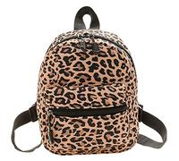 Mujeres retro patrón animal impresión bolsos mochila casual señoras mochilas, Leopardo marrón