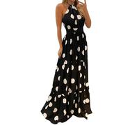 Mujeres S Verano Cuello Redondo Sin Mangas Cuello Halter Bohemio ImpresióN Digital Vestidos Largos