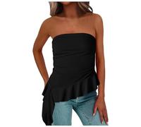 Mujeres Salir Crop Top Verano Sin Mangas Asimétrico Malla Tanques Top De Fiesta Tops Blanco Camisetas Mujer, Negro , M