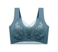 Mujeres Sexy Encaje Shaping Cup Bandolera Tamaño Grande Sujetador con aros, azul, XXL