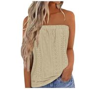 Mujeres sin mangas con tirantes para mujer, sin mangas, elástico, suave, transpirable, acanalada, tubo sin mangas, sin mangas, sin mangas, diadema, para fiestas, vacaciones, blusa, Z#khaki, M