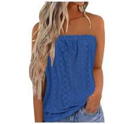 Mujeres sin mangas con tirantes para mujer, sin mangas, elástico, suave, transpirable, acanalada, tubo sin mangas, sin mangas, sin mangas, diadema, para fiestas, vacaciones, blusa, Z#blue, S