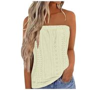 Mujeres sin mangas con tirantes para mujer, sin mangas, elástico, suave, transpirable, acanalada, tubo sin mangas, sin mangas, sin mangas, diadema, para fiestas, vacaciones, blusa, Z#beige, M