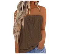 Mujeres sin mangas con tirantes para mujer, sin mangas, elástico, suave, transpirable, acanalada, tubo sin mangas, sin mangas, sin mangas, diadema, para fiestas, vacaciones, blusa, Z#marrón, M