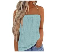 Mujeres sin mangas con tirantes para mujer, sin mangas, elástico, suave, transpirable, acanalada, tubo sin mangas, sin mangas, sin mangas, diadema, para fiestas, vacaciones, blusa, Z#sky Blue, XL