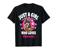 Mujeres Solo una Chica Que ama los Dobermans para dueños de Camiseta gráfica económica, Hombre, Negro, S