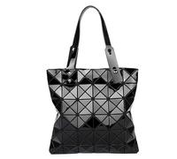 Mujeres Top-Handle Bolsos, Bolso de hombro luminoso geométrico, plegable de cuero PU Shard Látex Tote Bag Shard Shard Bag, Negro , 32*0.5*32cm