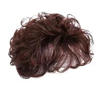 Mujeres Topper de cabello corto, cabello sintético rizado con flequillo 5.1 '' Toppers transpirables Piezas para el cabello Clip en toppers de peluca natural para mujeres, marrón oscuro