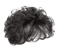Mujeres Topper de cabello corto, topper de cabello sintético rizado con flequillo 5.1 '' Toppers transpirables Piezas para el cabello Clip en toppers de peluca natural para mujeres, negro