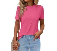 Mujeres Tops De Manga Casquillo De Moda Verano Ajuste Flojo Camisetas Básicas Casual Ropa Outfits(Pink1,XXL)