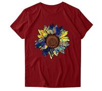 Mujeres TopsRegalPartyBasic-Lose DamenHemdSonnenblumen-DruckLegal Fashion-Top-Hemden DamenHemdSonnenblumenDruckenCasualFashion-Top-Hemden Bluse Dunkelblau Damen, Vino, S