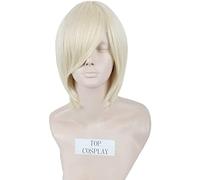 Mujeres u hombres pelucas de cosplay sintéticas cortas y rectas con flequillo como cabello real (Color : Blonde)