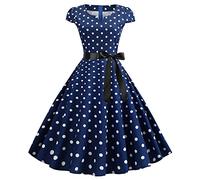 Mujeres Vestido Vintage Retro Rosa Chic Rockabilly Años 1950 50 60 70 Audrey Hepburn Estilo Casual Vestidos de Vestidos Ruched Lobe Dot Vestido Moda Vintage Años 70 Pin Up Mujer Verde Barato, azul, S