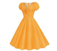 Mujeres Vestido Vintage Retro Rosa Chic Rockabilly Años 1950 50 60 70 Audrey Hepburn Estilo Casual Vestidos de Vestidos Ruched Lobe Dot Vestido con cuello en V Vintage 70 Pin Up Mujer Verde Barato