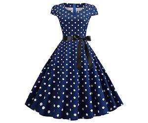 Mujeres Vestido Vintage Retro Rosa Chic Rockabilly Años 1950 50 60 70 Audrey Hepburn Estilo Casual Vestidos de Vestidos Ruched Lobe Dot Vestido Moda Vintage Años 70 Pin Up Mujer Verde Barato, azul, M