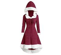 Mujeres Vestidos de Navidad Escote de Peluche Traje de Navidad Estampado Navidad Madre Navidad Traje Ropa Navidad Mujer Traje de Navidad Mujer Chic Casual Boda Cosplay Vestido Madre Navidad, rojo