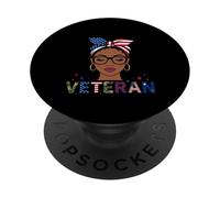 Mujeres Veteranas Negras Soldado Afroamericano Femenino Ejército PopSockets PopGrip Adhesivo