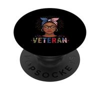 Mujeres Veteranas Negras Soldado Afroamericano Femenino Ejército PopSockets PopGrip Adhesivo
