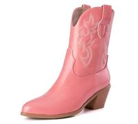 Mujeres Western Botas vaqueras with Embroidered Moda Retro Clásica Basic Mid Calf Wide Calf Botas Cowgirl para mujer Niñas Señoras Rosa Numero 32