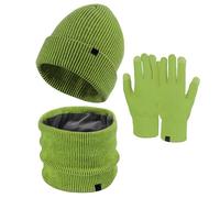 Mujeres y Hombres Invierno Cálido Sombrero de Lana Lindo Bufanda Guantes Tres Piezas Invierno Nieve Gorro de Punto Pantalla Manoplas Bufandas Conjuntos Gorro de Punto Señoras Con Pompón, verde, Talla