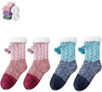Mujeres Zapatillas Pelusas Calcetín Cálido Grueso Suave | Calzini invernali per le donne con impugnature antiscivolo Calzini caldi per pantofole,Calzini per pavimento
