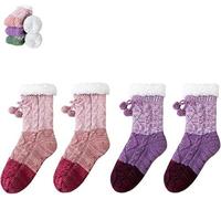 Mujeres Zapatillas Pelusas Calcetín Cálido Grueso Suave | Calzini invernali per le donne con impugnature antiscivolo Calzini caldi per pantofole,Calzini per pavimento