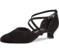 Mujeres Zapatos de Baile Latino 048-112-001 - Ante Negro - Extra Ancho - 4,2 cm Spanish [UK 2,5]