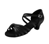Mujeres Zapatos De Baile Latino Confort Tacones Altos Zapatos Salón Los Bals Suela Suave Punta Cerrada Latina Sandalias para Señoras Latina Salsa Tango Vals Bachata Latina Sandalias, Negro , 42 EU
