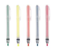 MUJI 無印良品 Rotuladores retráctiles, juego de 5 colores neón, naranja, rosa, verde, azul, amarillo