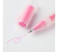 MUJI - Bolígrafo de gel, tipo tapa, tinta multicolor con purpurina, punta de 1,0 mm, cuerpo redondo (rosa, 0,38 mm)
