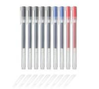 MUJI - Juego de 9 bolígrafos de tinta de gel de 0,38 mm, paquete de 5 negros, 2 azules, 2 rojos