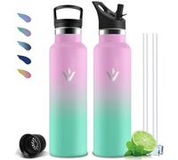 Mujigaga Botella Acero Inoxidable 1 litro, Botella de Agua, A Prueba de Fugas, Cantimplora con Pajita, sin BPA, Acero Inoxidable 18/8, Cantimplora para Cámping, Senderismo, Gimnasio