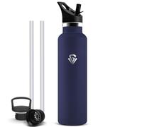 Mujigaga Botella Acero Inoxidable 1 litro, Prueba de Fugas Cantimplora Termica con 2 Tapones, Botella Agua Gimnasio con Pajita y Filtroc, Termo sin BPA para Hogar, Colegio, Gym