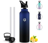 Mujigaga Botella Acero Inoxidable, Cantimplora Termica con 2 Tapones, Prueba de Fugas Termo sin BPA, Botella Agua Gimnasio con Pajita y Filtro para Bicicleta, Hogar, Oficina