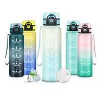 Mujigaga Botella Agua- 0.5l- Botella Agua Niños, A Prueba de Fugas, Cantimplora Infantil, Con Eslogan Motivador, Reutilizable, Cantimplora con Boca Ancha, para la Escuela, Picnic, Deportes, Hogar