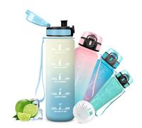 Mujigaga Botella Agua- 0.5l- Botella Agua Niños, A Prueba de Fugas, Cantimplora Infantil, Con Eslogan Motivador, Reutilizable, Cantimplora con Boca Ancha, para la Escuela, Picnic, Baloncesto, Hogar
