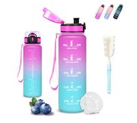 Mujigaga Botella Agua- 0.5l- Botella Agua Niños, A Prueba de Fugas, Cantimplora Infantil, Con Eslogan Motivador, Reutilizable, Cantimplora con Cepillo de Esponja, para la Escuela, Nadando, Deportes