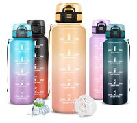 Mujigaga Botella Agua- 1 5 litros- Botella Agua Gimnasio, A Prueba de Fugas, Cantimplora con Eslogan Motivador, con Boca Ancha, Fácil de Limpiar, para la Pilates, Senderismo, Triatlón, Gimnasio