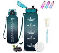 Mujigaga Botella Agua- 1 5 litros- Botella Agua Gimnasio, A Prueba de Fugas, Cantimplora con Eslogan Motivador, con Cepillo de Esponja, Fácil de Limpiar, para la Yoga, Senderismo, Triatlón, Deportes