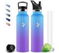 Mujigaga Botella Agua 1 litro, Botella Agua Acero Inoxidable, A Prueba de Fugas, Cantimplora con Pajita, sin BPA, Doble Aislamiento, Cantimplora para la Deportes, Cámping, Senderismo, Nadar, Yoga