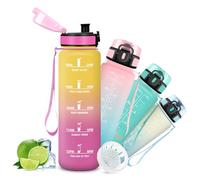 Mujigaga Botella Agua- 1 litro- Botella Agua Gimnasio, A Prueba de Fugas, Cantimplora con Filtro, Water Bottle con Eslogan Motivador, con Boca Ancha, para la Escuela, Gimnasio, Trabajo, Escalada