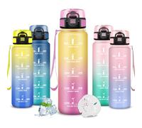 Mujigaga Botella Agua- 1 litro- Botella Agua Gimnasio, A Prueba de Fugas, Cantimplora con Filtro, Water Bottle con Eslogan Motivador, con Boca Ancha, para la Escuela, Gimnasio, Oficina, Escalada