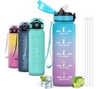 Mujigaga Botella Agua- 1 litro- Botella Agua Gimnasio, A Prueba de Fugas, Cantimplora con Pajita, Water Bottle con Cierre de Seguridad, para la Escuela, Fitness, Yoga, Acampada, Deportes, Correr