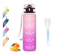 Mujigaga Botella Agua 1 litro, Botella Agua Gimnasio con Filtros, Cantimplora con Marcador de Tiempo, Diseño de Cerradura, A Prueba de Fugas Cantimplora para Cámping, Senderismo, Bicicleta