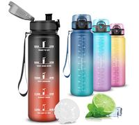 Mujigaga Botella Agua- 1l- Botella Agua Gimnasio, a Prueba de Fugas, Botellas Reutilizable, con Eslogan Motivacional, Fácil de Limpiar, Cantimplora para Correr, Yoga, Senderismo, Triatlón