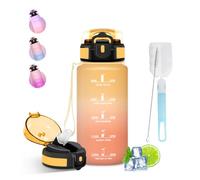 Mujigaga Botella Agua 500ml, Botella Agua Niños, A Prueba de Fugas Cantimplora con Pajita, Diseño de Cerradura, Portátil Cantimplora con Marcador de Tiempo para Guardería, Oficina, Ciclismo