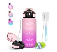 Mujigaga Botella Agua, 500ml Botella Agua Niños A Prueba de Fugas, Diseño de Cerradura, Cantimplora con Marcador de Tiempo, Portátil Cantimplora con Pajita para Guardería, Bicicleta, Hogar
